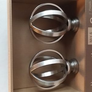 NWOT Set of Brushed Nickel Drapery Finials